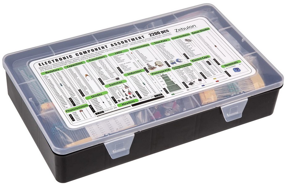 2200 pièces, Kit d'assortiment de composants électroniques : condensateurs, résistances, transistors, inductances, diodes, potentiomètre, circuits intégrés, LED et circuits imprimés. – Image 6