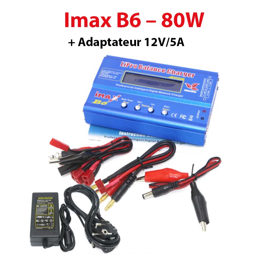 Imax B6 - Chargeur/déchargeur de Batterie 80W + Adaptateur 12V/5A -  A2itronic