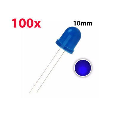 100pcs 10mm 3V 20mA 2Pin 455-465nm LED Diode Bleu