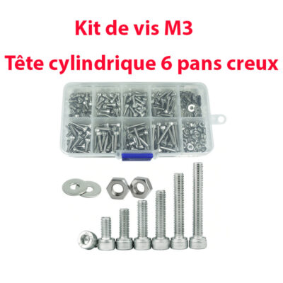 Kit de vis M3 à tête cylindrique 6 pans creux acier inoxydable (160pcs)
