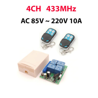 Kit universel AC 85V ~ 220V 10Amp 2200W 4CH 433MHz sans fil avec deux télécommandes 4 boutons