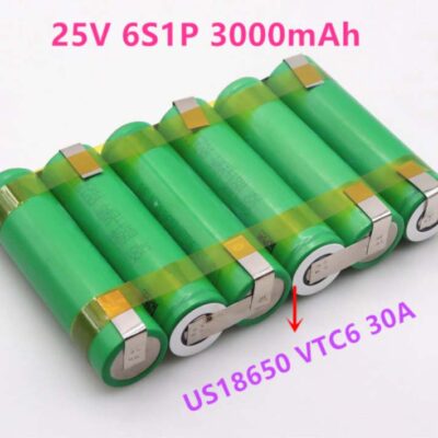 25V 6S1P 3000mAh Pack de 6 batteries rechargeables 18650
