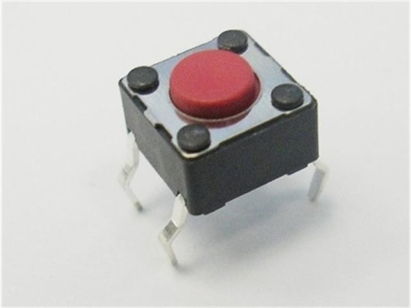 Commutateur tactile, SPST-NO, momentané, 50mA, rouge 6x6mm/5mm