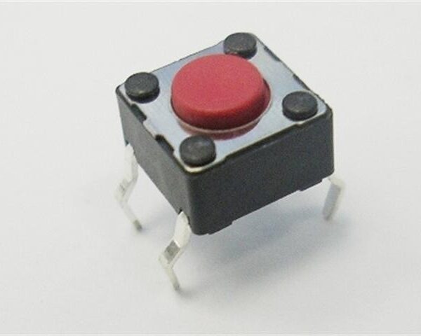 Commutateur tactile, SPST-NO, momentané, 50mA, rouge 6x6mm/5mm