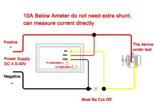 Afficheur dual tension-courant Mini 0-100V/10A 3 fils