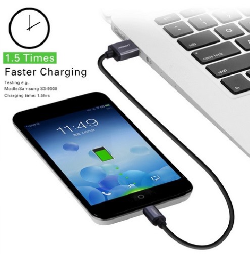 Charge rapide 5V 2A 0.5m cable USB Micro usb