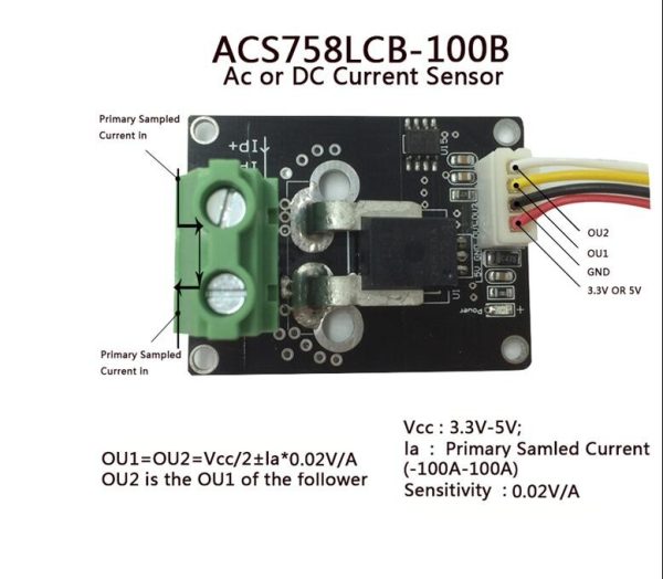 ACS758LCB-100B +-100Amp AC/DC Module capteur de courant