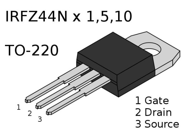 IRFZ44N, MOSFET, Canal-N, 41 A 55 V TO-220-3