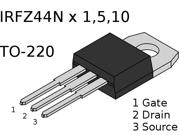 IRFZ44N, MOSFET, Canal-N, 41 A 55 V TO-220-3