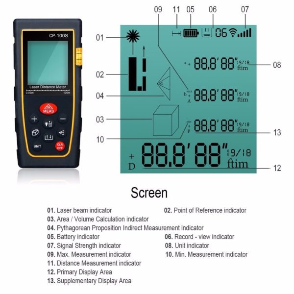 100M-LCD Télémètre numérique mesure distance laser infrarouge