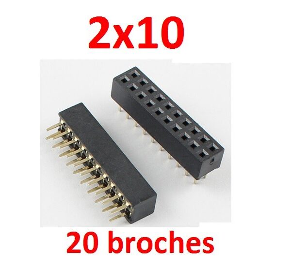 2x10 20 broches 2,54mm femelle connecteur PCB
