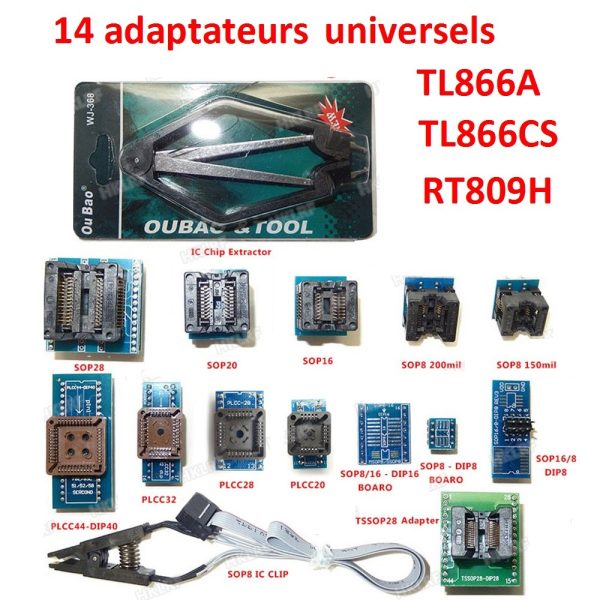 Kit de 13 adaptateurs universels pour programmateurs de mémoirs