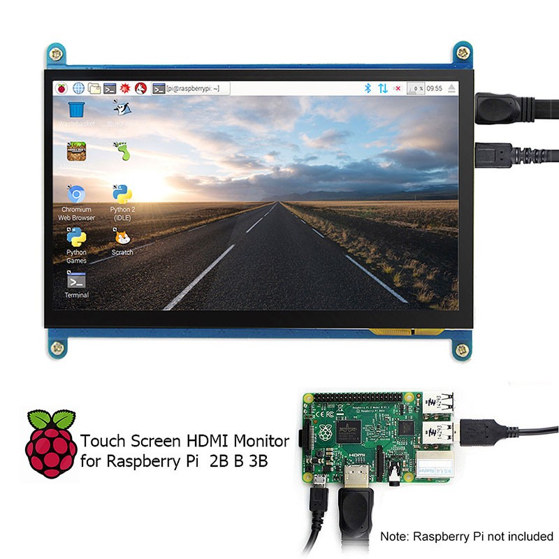 Ecran LCD 7 pouces 1024 X 600 HDMI tactile avec Support - Raspberry Pi Maroc