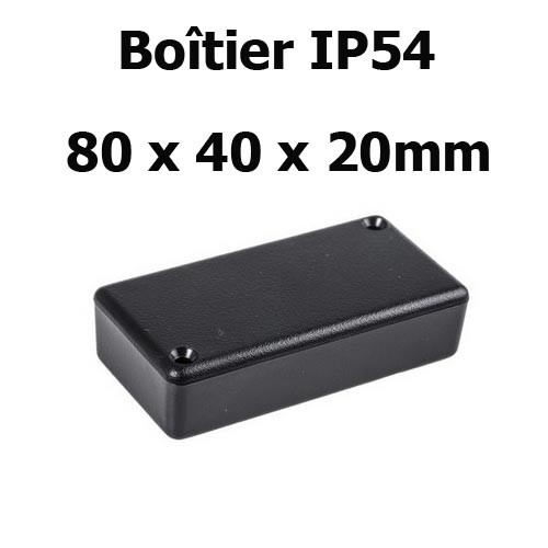 Boîtier IP54, Noir, en ABS, Dimensions 80 x 40 x 20mm