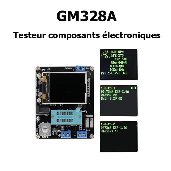 GM328A Testeur de Transistor, Diode ESR Meter + générateur signaux carrés et PWM