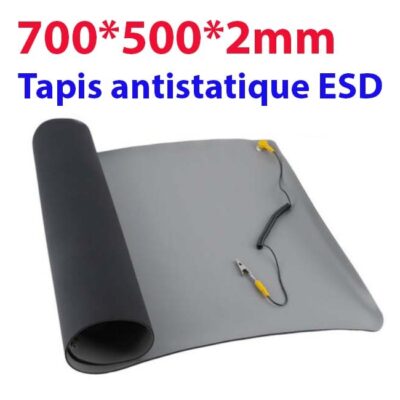 Tapis antistatique de protection 700*500*2mm avec câble de terre