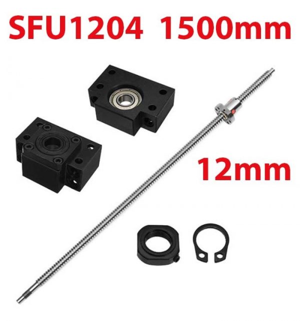 SFU1204 1500mm Kit Vis à billes 12mm par 1500mm avec écrou et paliers (BK10 + BF10)