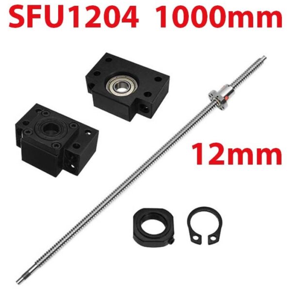 SFU1204 1000mm Kit Vis à billes 12mm par 1000mm avec écrou et paliers (BK10 + BF10)
