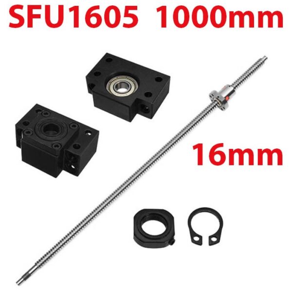 SFU1605 1000mm Kit Vis à billes 16mm par 1000mm avec écrou et paliers (BK12 + BF12)