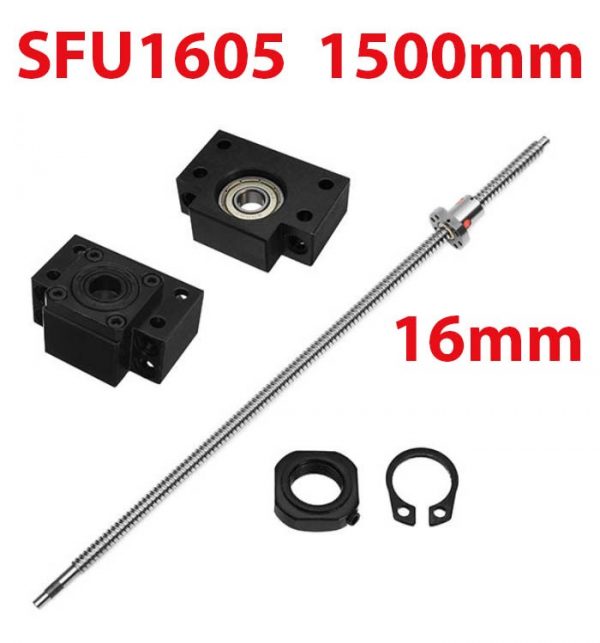 SFU1605 1500mm Kit Vis à billes 16mm par 1500mm avec écrou et paliers (BK12 + BF12)