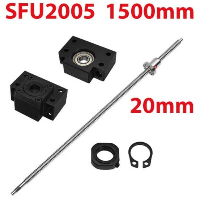 SFU2005 1500mm Kit Vis à billes 20mm par 1500mm avec écrou et paliers (BK15 + BF15)