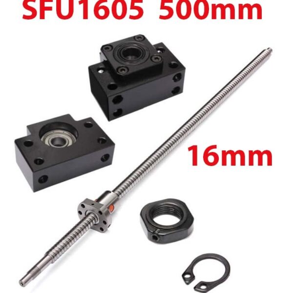SFU1605 500mm Kit Vis à billes 16mm par 500mm avec écrou et paliers (BK12 + BF12)