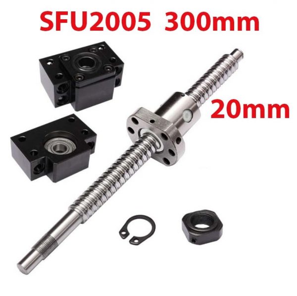 SFU2005 300mm Kit Vis à billes 20mm par 300mm avec écrou et paliers (BK15 + BF15)