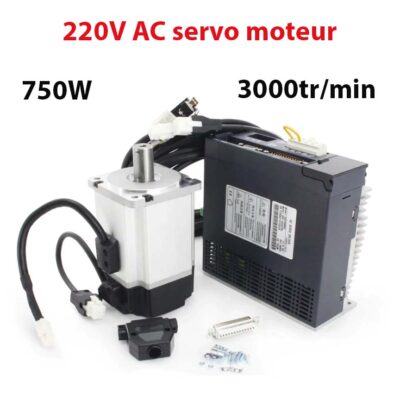 Servomoteur 220V AC 750W 3000 tr/min, 2.39N.m + driver + câbles pour CNC