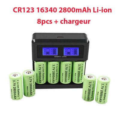 8 PILES BATTERIE RECHARGEABLE CR123A 3.7V 123A CR123 16340 2800mAh Li-ion ACCU + chargeur