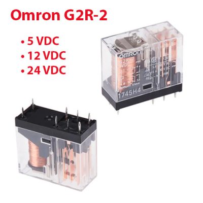 2 Relais Intermédiaires Mini 24VDC/220VAC 5A - 11 Broches, Contacts Argent, Base Incluse