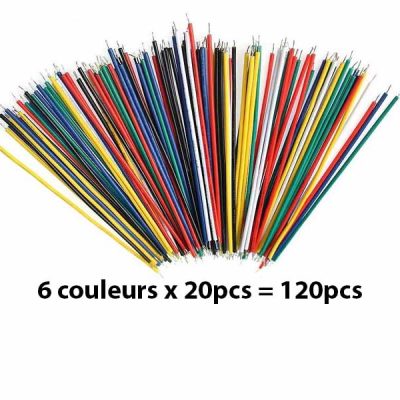 120 Fils 24AWG 8CM Etamés de prototypage pour breadboard (6 couleurs)